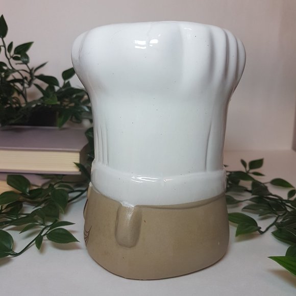 Ceramic Chef Head Kitchen Utensil Holder Baker Baking Cook Cooking Tool Storage - Picture 4 of 14